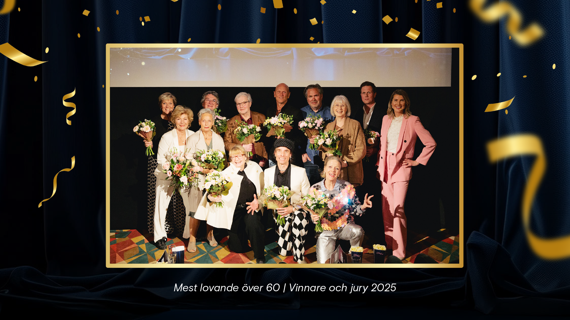 Mest lovande över 60 2025 - jury och alla vinnare på scenen på Bio Capitol i Stockholm
